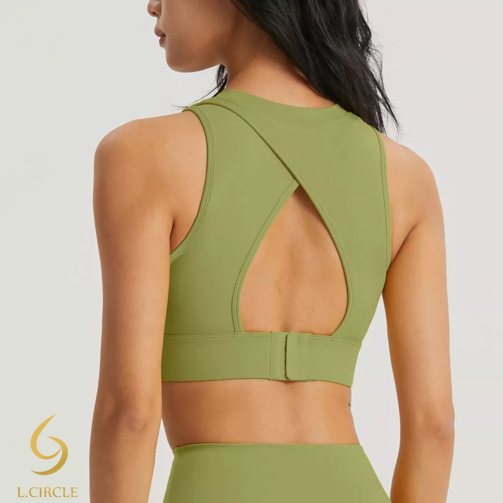 (Lycra) บราครึ่งตัว ยกทรง คอสูง หัวเข็มขัดด้านหลัง สําหรับออกกําลังกาย เล่นโยคะ