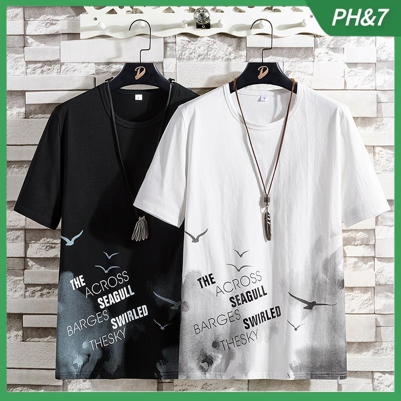 【Flash Sale】เสื้อยืดแขนสั้นทรงหลวมสไตล์เกาหลีสําหรับผู้ชาย M-3Xl 2021