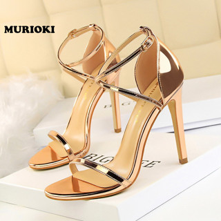 Murioki รองเท้าส้นสูง 3/4 นิ้ว สายรัดข้อเท้า เซ็กซี่ สําหรับผู้หญิง