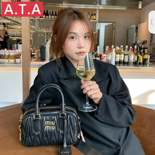 A.t.a miu miu miu ใหม่ กระเป๋าสะพายไหล่ หนังแกะนิ่ม สไตล์ตะวันตก สําหรับผู้หญิง