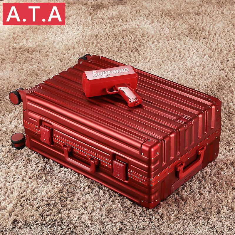 A.t.a กระเป๋าเดินทาง กรอบอลูมิเนียม ใส่รหัสผ่าน สีแดง แบบสากล สําหรับงานแต่งงาน