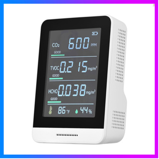 Flt เครื่องตรวจจับคุณภาพอากาศ CO2 5 in 1 IR สําหรับ CO2 TVOC HCHO อุณหภูมิ ความชื้น อ่านแบบเรียลไทม์ พร้อมสัญญาณเตือนภัย