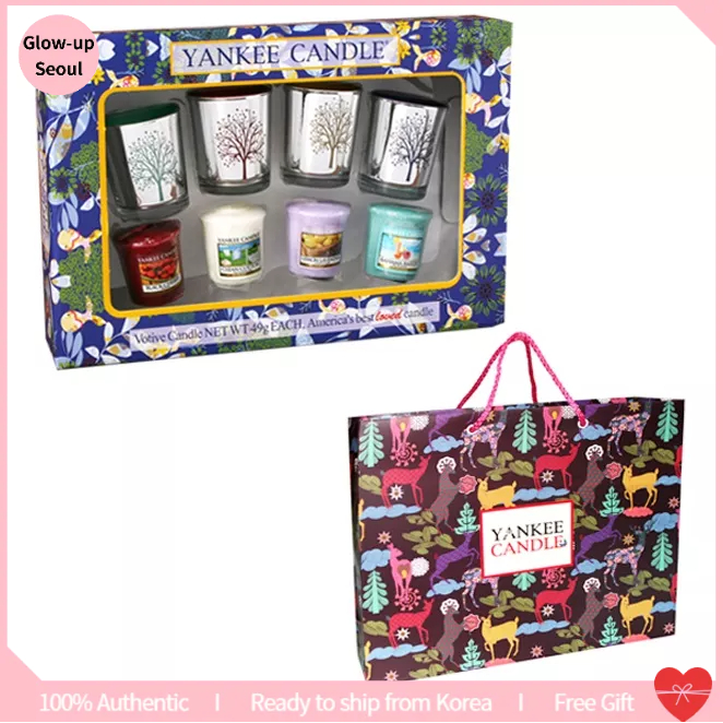 YANKEE CANDLE Yankee ชุดเชิงเทียนไม้ ขนาดเล็ก 4 แบบ สีเงิน 4 ชิ้น
