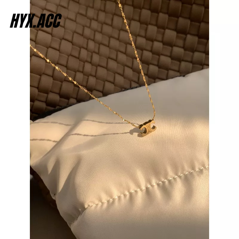 สร้อยคอเหล็กไทเทเนียม ทอง 18K หรูหรา สําหรับผู้หญิง