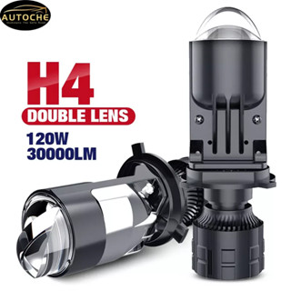 Autoche A82 H4 120W 30000LM H4 หลอดไฟโปรเจคเตอร์ LED H4 เลนส์คู่ 12V 24V สําหรับติดรถยนต์