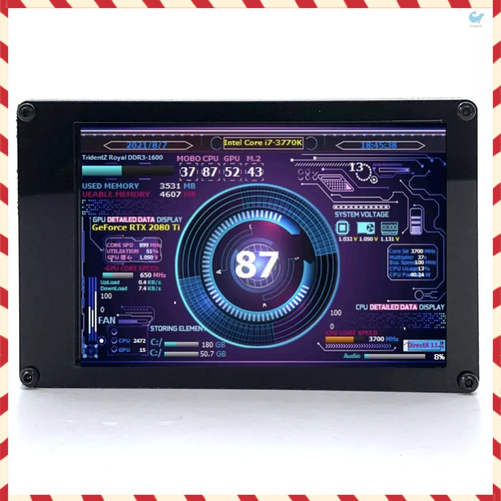 หน้าจอมอนิเตอร์ IPS แนวนอน แนวตั้ง 3.5 นิ้ว 360° พอร์ต USB คู่ หมุนได้ สําหรับคอมพิวเตอร์ Raspberry 