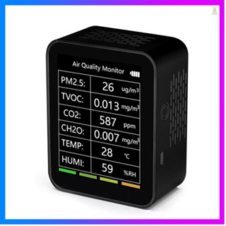 Flt เครื่องตรวจจับคุณภาพอากาศ PM2.5 TVOC CO2 CH2O 6 In 1 อเนกประสงค์ แบบพกพา สําหรับบ้าน สํานักงาน