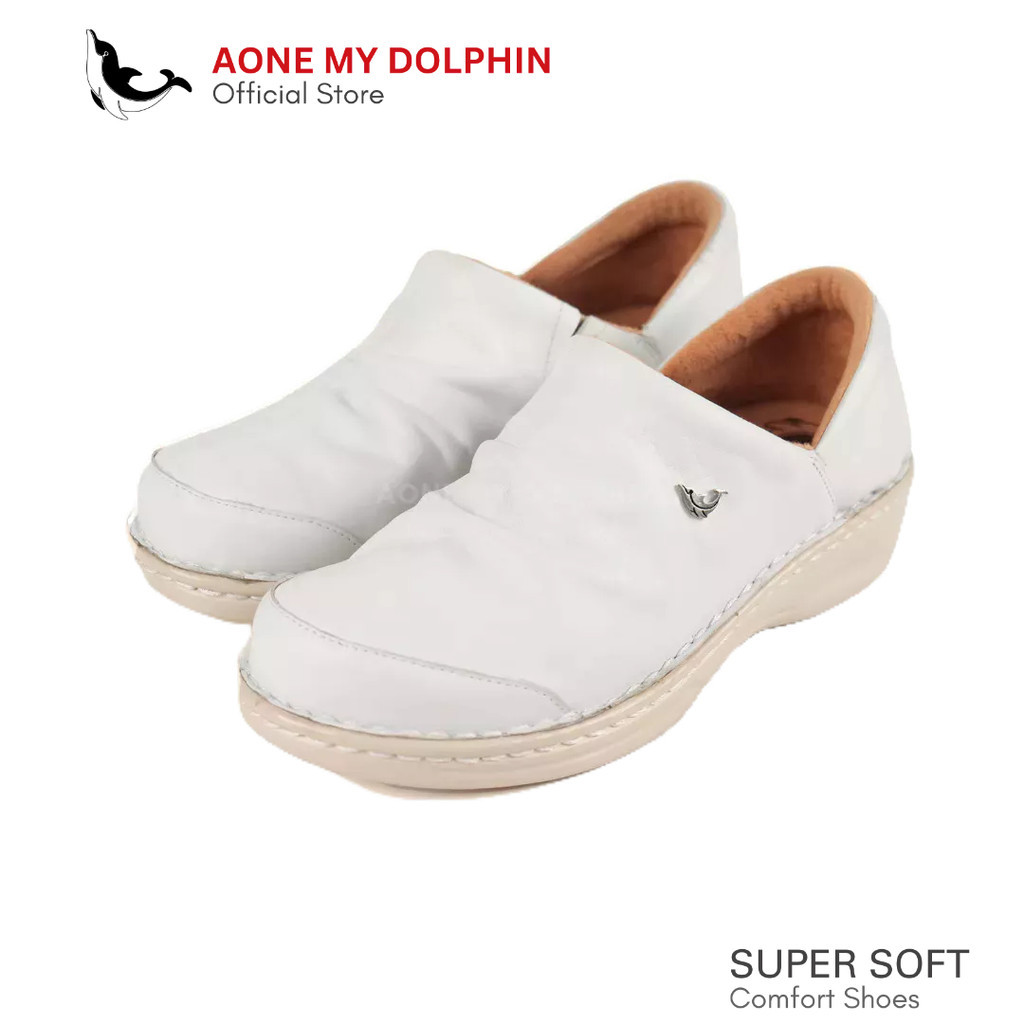 [ลิขสิทธิ์แท้] Aone My Dolphin - WD70 รองเท้าหนังแท้เพื่อสุขภาพ รุ่นหน้าย่น