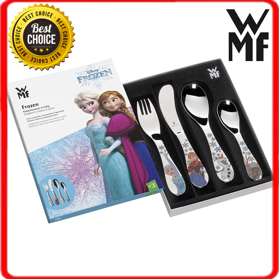 WMF Disney Frozen ชุดช้อนส้อมเด็ก 4 ชิ้นจาก 3 ปีสแตนเลส Cromargan Christmas