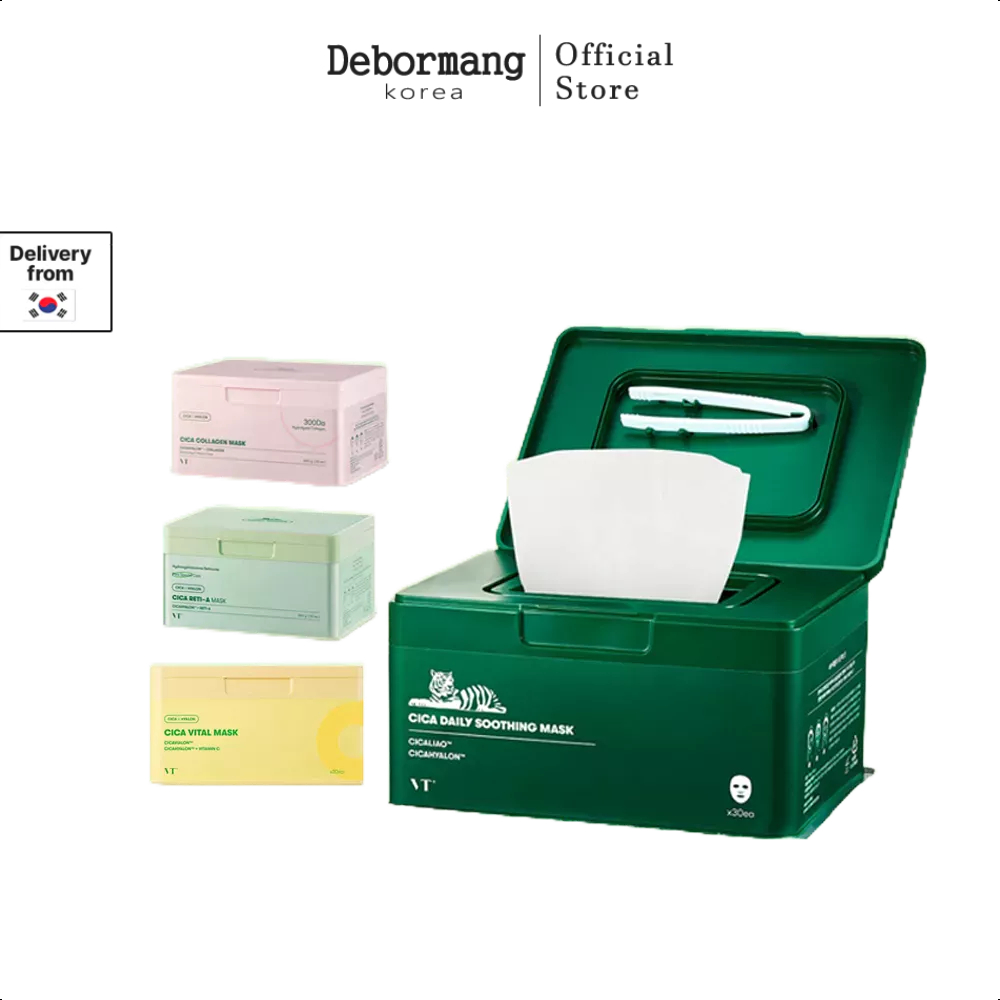 VT Cica Daily Soothing mask 30ea / แผ่นมาส์กหน้า / ดูแลสิว การให้ความชุ่มชื้น ปลอบประโลม ที่มาส์คหน้า