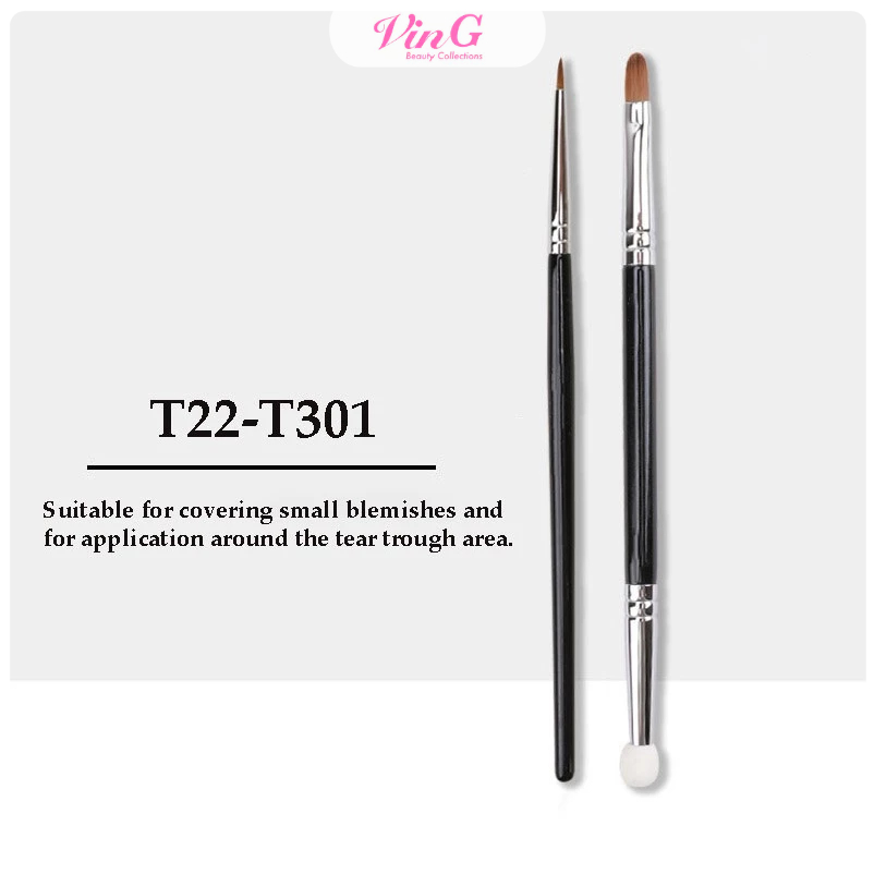 แปรงคอนซีลเลอร์ฟองน้ําปลายคู่ (T301)/ แปรงคอนซีลเลอร์เฉพาะจุด (T22) สําหรับครอบคลุมความหมองคล้ํา