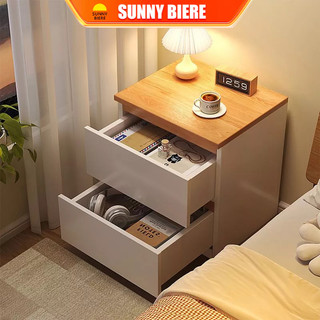 SNB Bedside Table Bedside Cabinet Storage Shelf Rack Drawer Small Bedroom Solid Wood Simple Mini Cabinet LockerSideboard