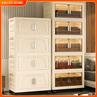 Salvo L40-90CM Foldable Storage Cabinet WIth 2 Door Wardrobe Kitchen Cabinet Stackable Storage Box With Wheels