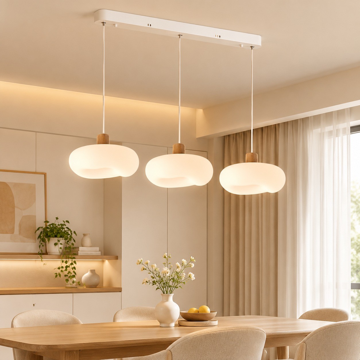 โคมไฟระย้าโต๊ะอาหาร สไตล์นอร์ดิก โคมไฟห้อย LED โมเดิร์น สําหรับตกแต่งห้องครัว/ร้านอาหาร/บาร์