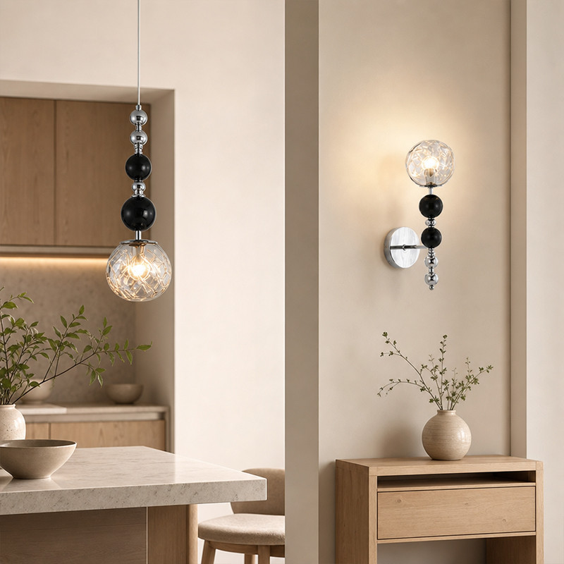 จี้ Nordic Glass Ball แสงพื้นผิวแก้วห้องนั่งเล่นห้องนอนห้องครัว Island โคมไฟติดผนังโมเดิร์นตกแต่งสํา