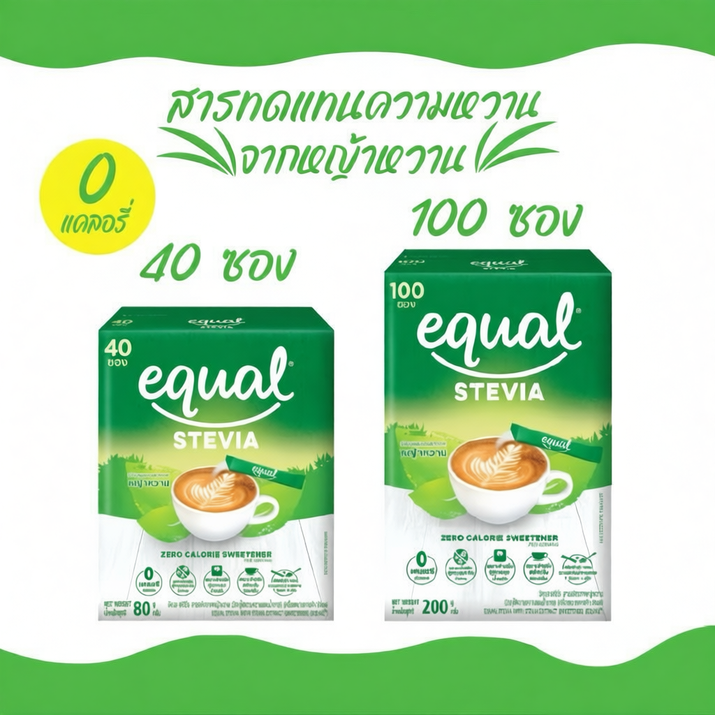 Equal Stevia 40,100 Sticks ผลิตภัณฑ์ให้ความหวานแทนน้ำตาลจากหญ้าหวาน