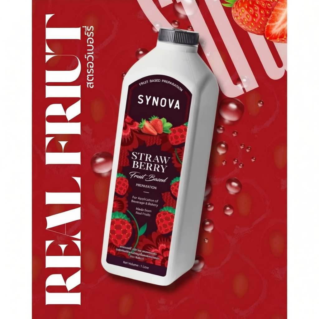 น้ำสตรอว์เบอร์รี่เข้มข้น SYNOVA ขนาด 1 ลิตร
