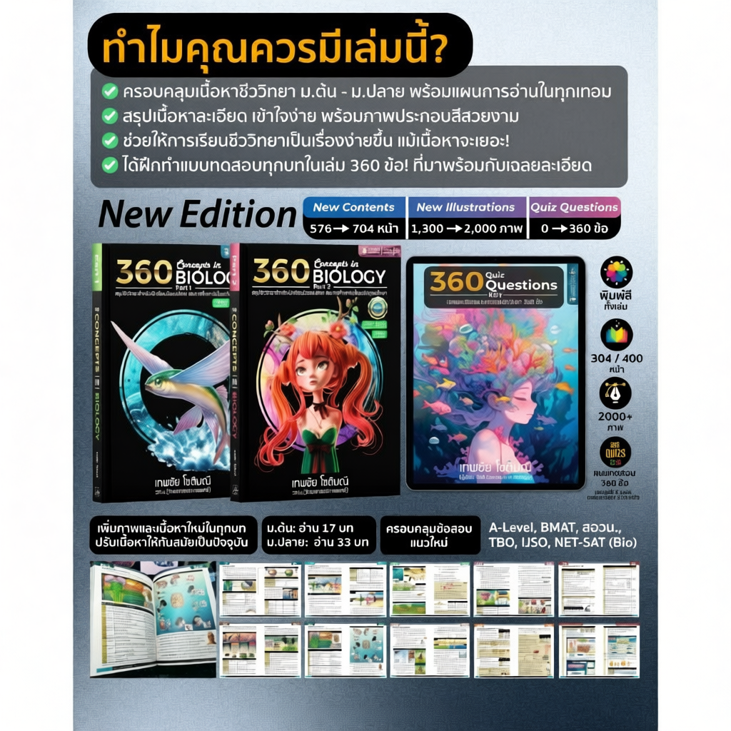 หนังสือ 360 Concepts in Biology Part 1 & Part 2  สรุปเนื้อหาชีววิทยา