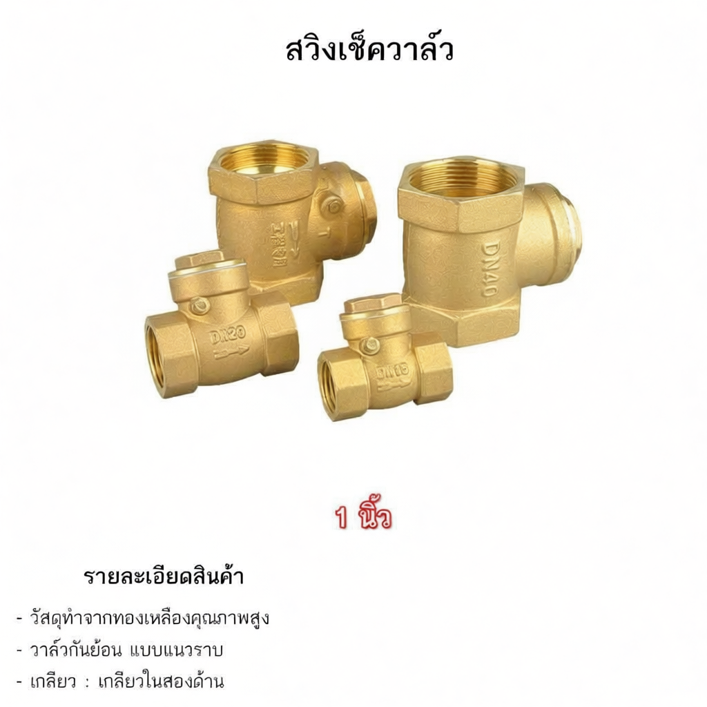 สวิงเช็ควาล์วทองเหลือง เป็นวาล์วกันย้อน ขนาด 4 หุน 6หุน 1นิ้ว