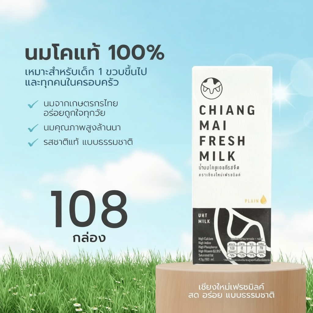 Chiangmai Freshmilk นมUHT รสจืด 180มล.