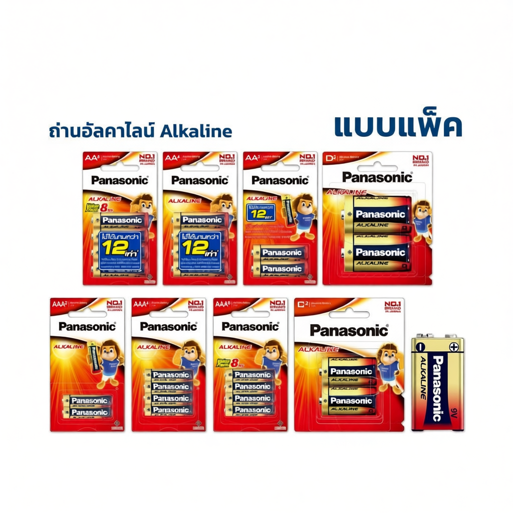 ถ่าน Panasonic อัลคาไลน์ AA , AAA , C