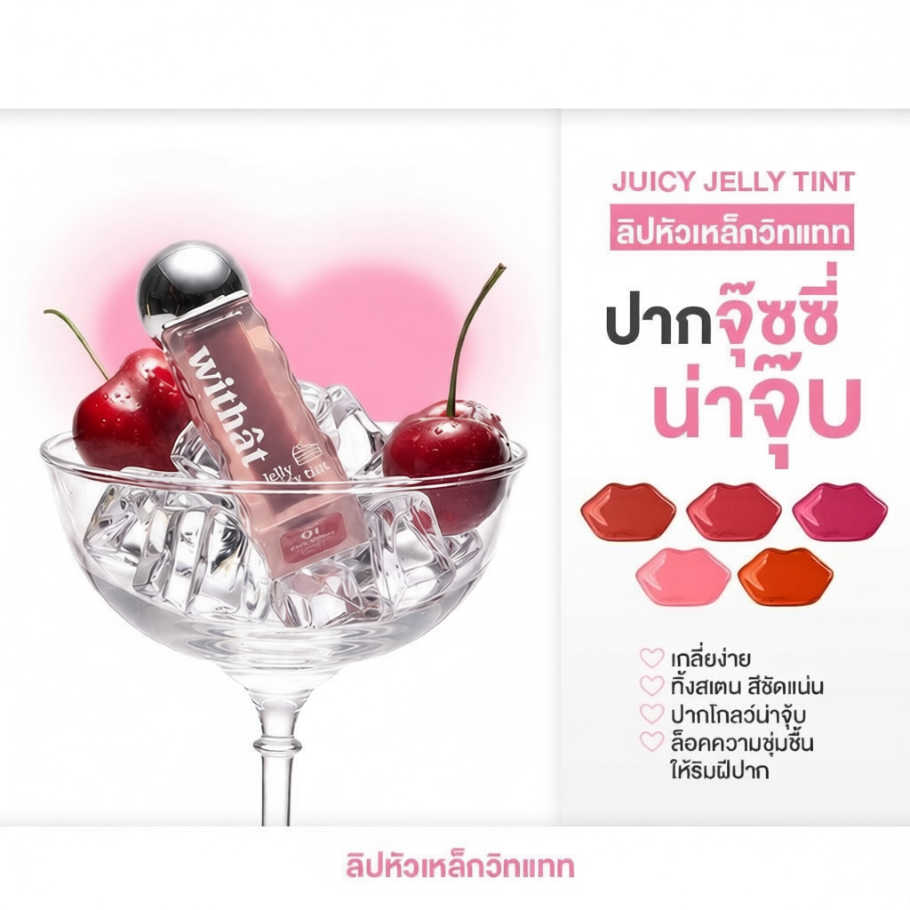Withat Juicy Jelly Tint วิทแทท จุ๊ซซี่ เจลลี่ ทินต์ ริมฝีปาก Cosmetic เครื่องสำอาง ผู้หญิง ลิป ทินท์
