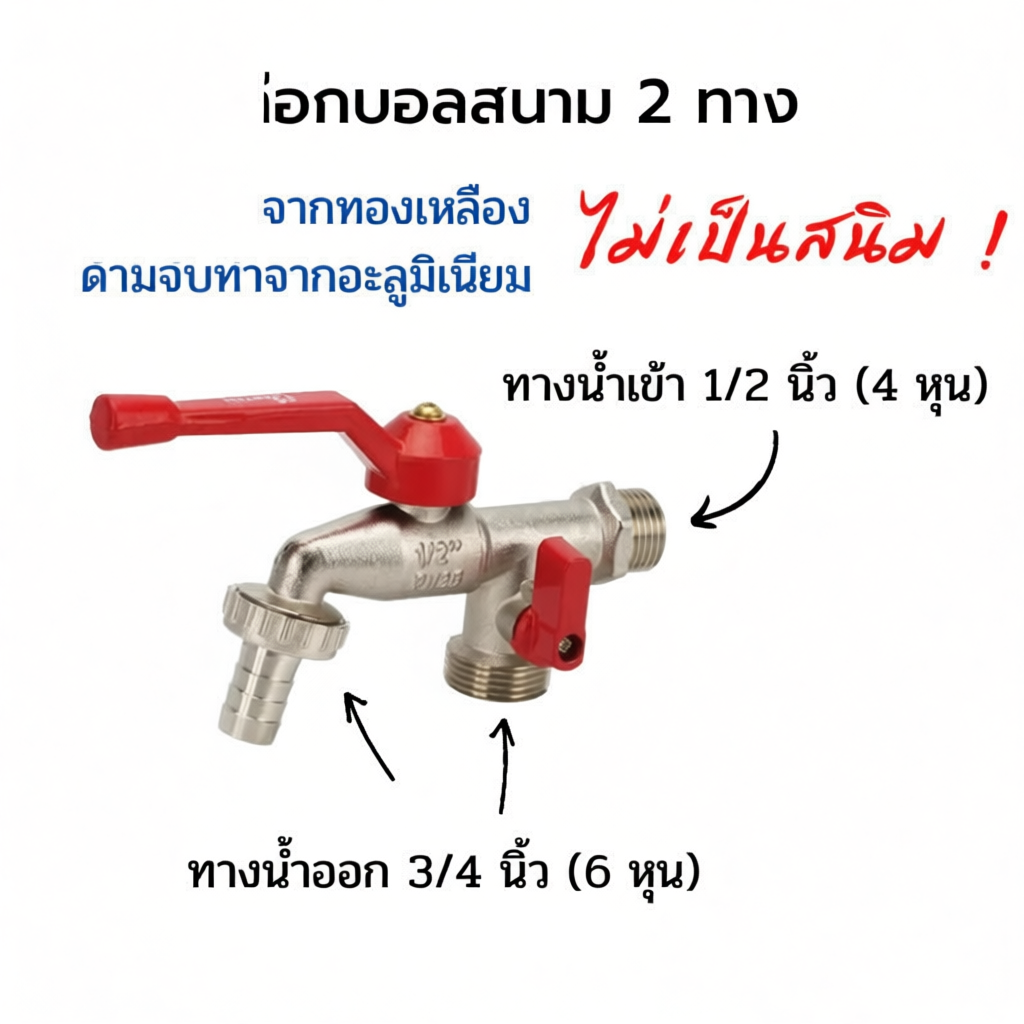 ก๊อกบอลสนาม 2 ทาง KARTEN พร้อมข้อต่อ