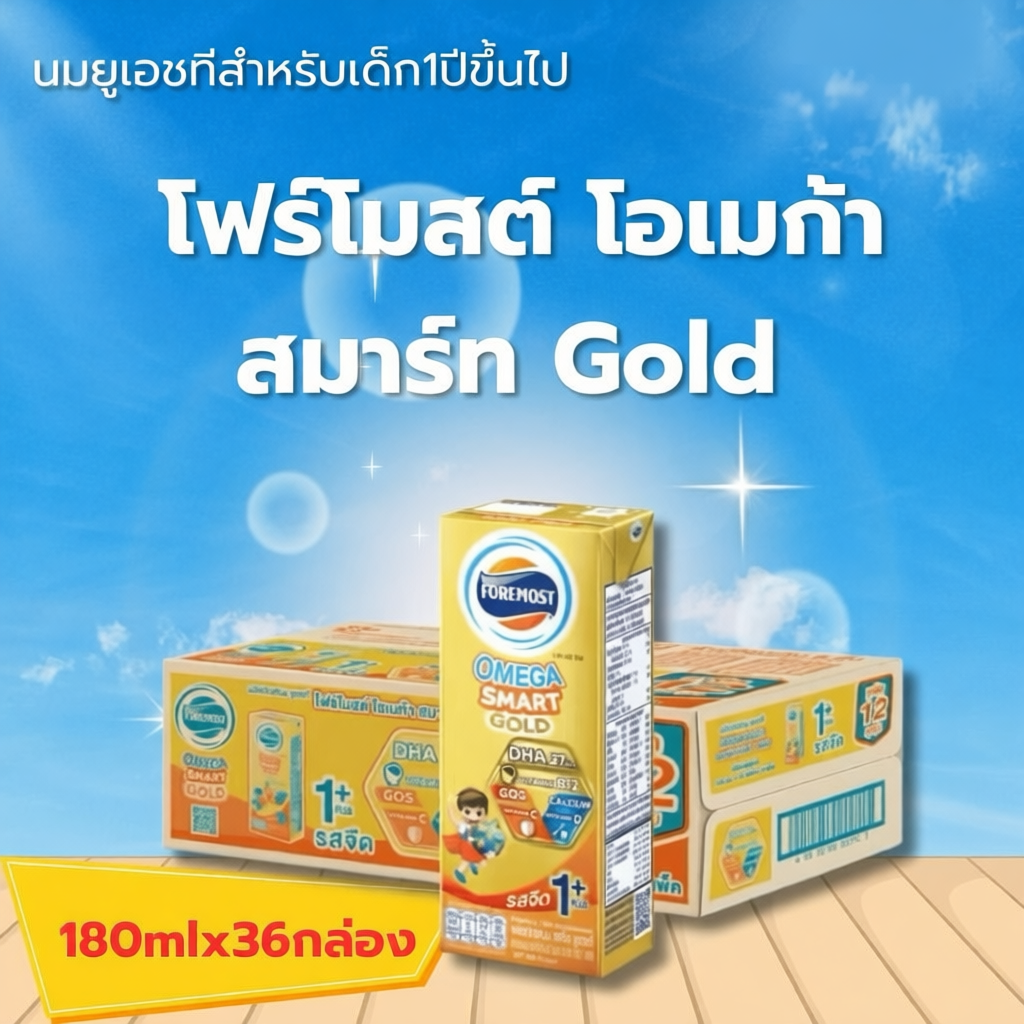 Foremost Omega Smart Gold รสจืด 180 มล. (36 กล่อง)