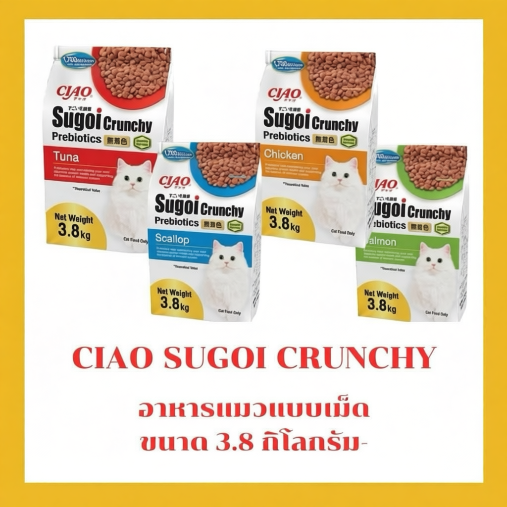 อาหารแมวCIAO SUGOI CRUNCHY  ขนาด 3.8 กิโลกรัม จำนวน 1 แพ็ค