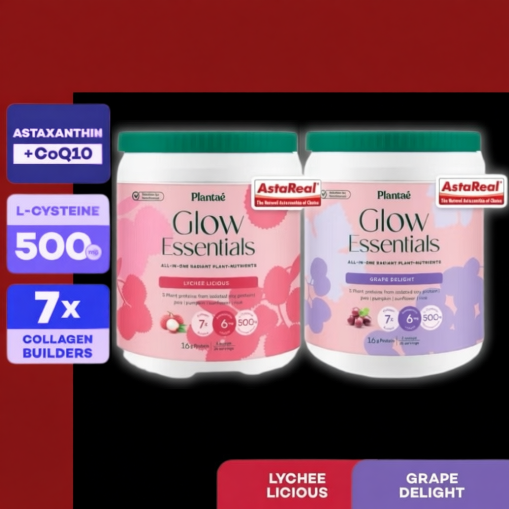 Plantae Glow Essentials ขนาด 600g โปรตีนพืช อาหารผิว Astaxanthin