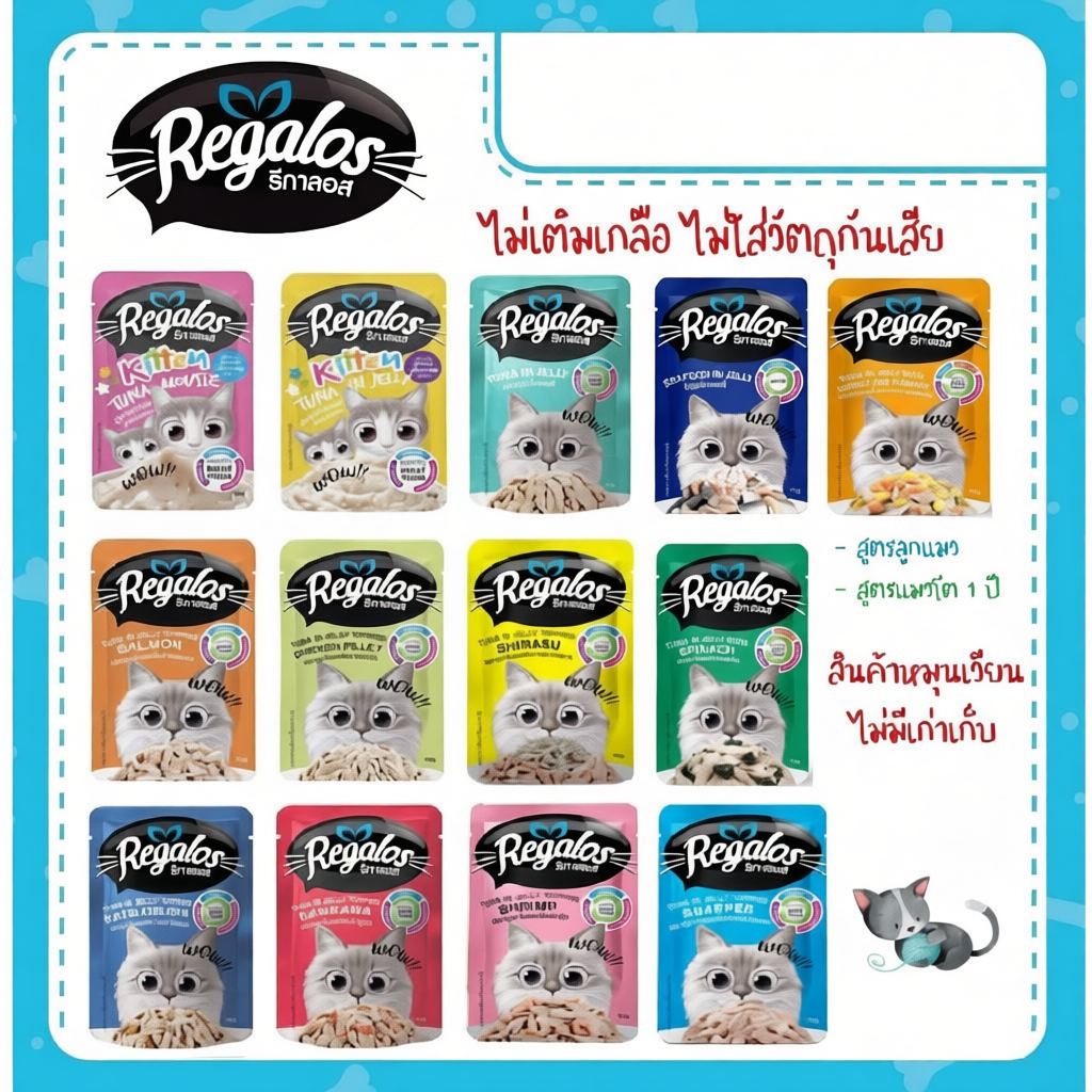 Regalos อาหารแมวเปียก ขนาด 70g 12 ซอง