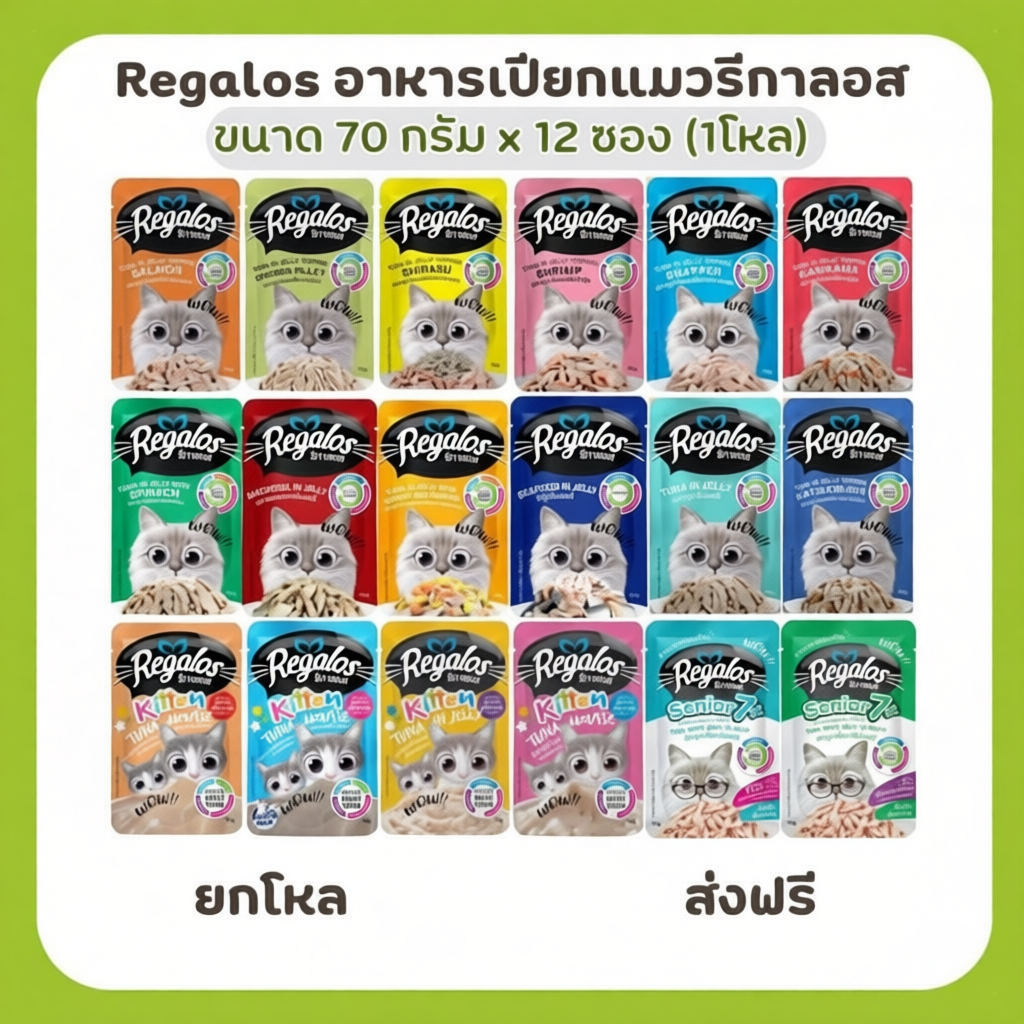 (12ซอง) Regalos อาหารเปียกสำหรับแมว 70 g