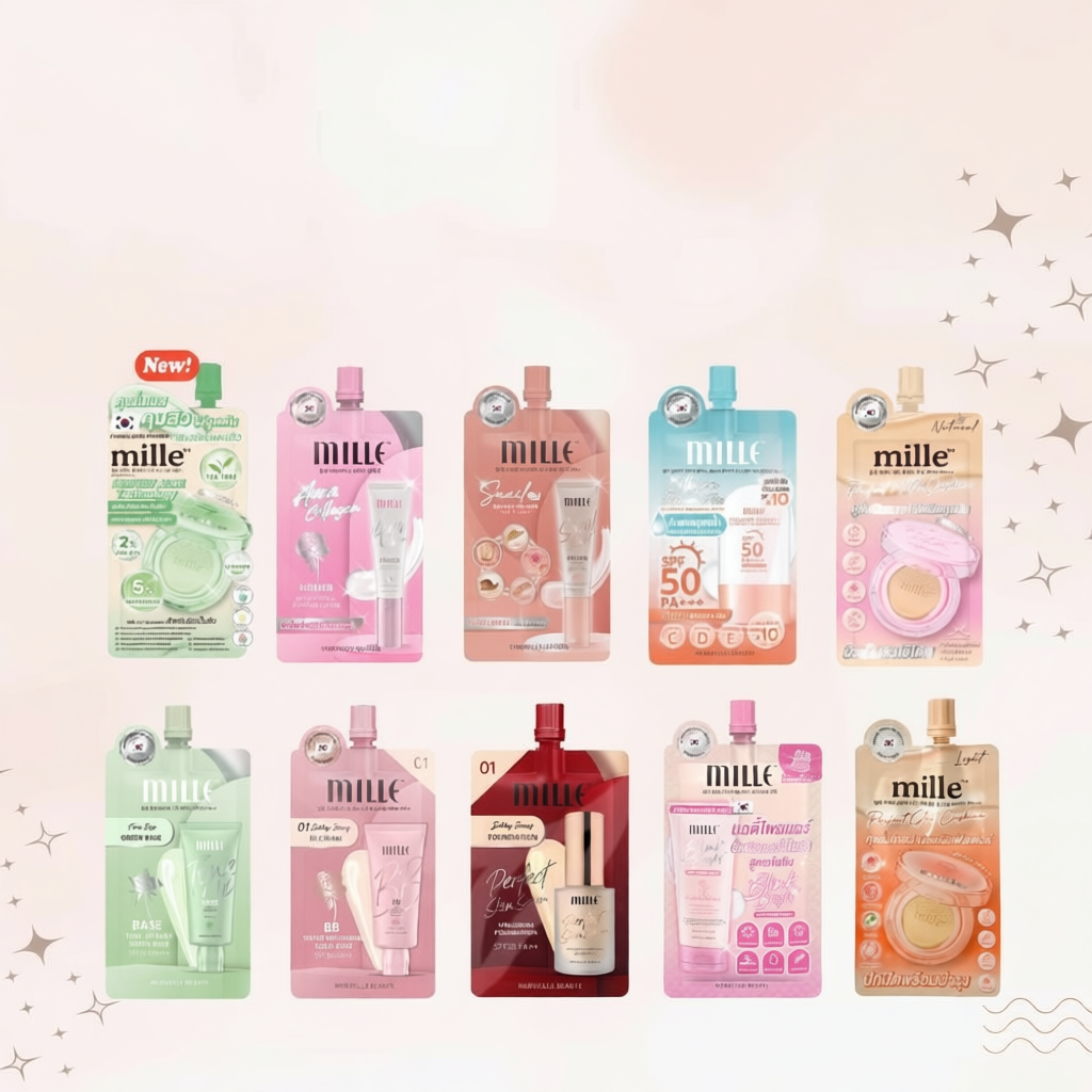 รองพื้นและไพรเมอร์ Mille 6g แบบซอง