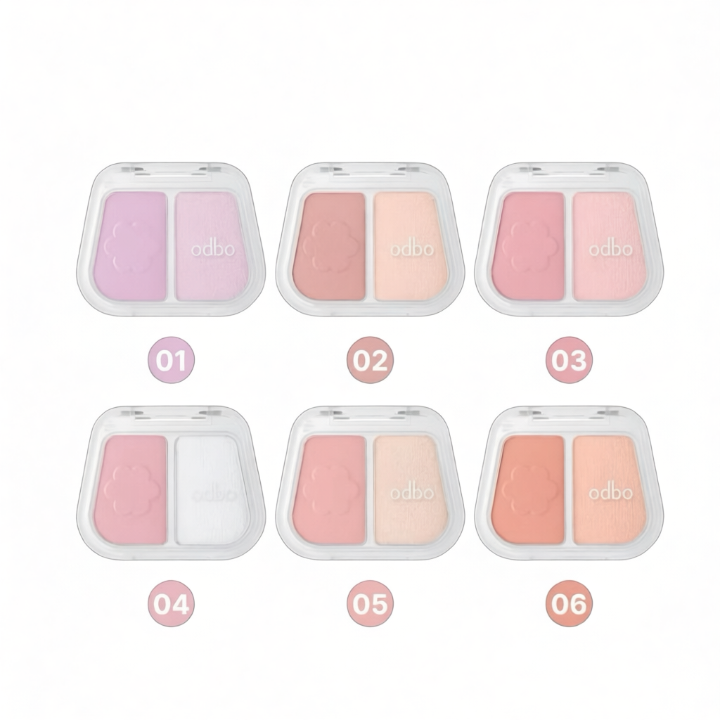 New ODBO DUO FUSE BLUSH & HIGHLIGHT บลัชดอกไม้