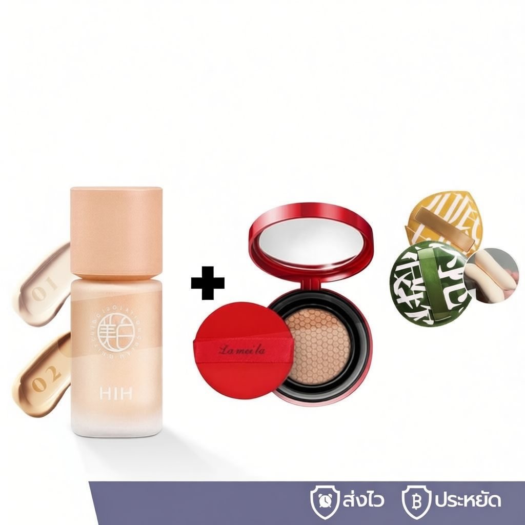 (1 แถม 2) HIH ไพรเมอร์ แถม คุชชั่นแดง+พัฟ คุมมัน กันเหงื่อ ปกปิดได้ดี