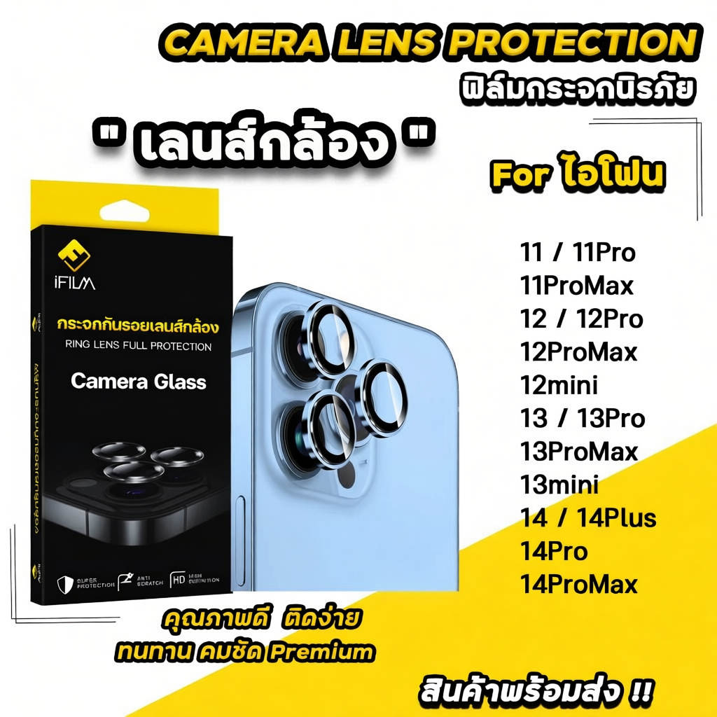 iFilm ฟิล์มกระจกกันรอยเลนส์กล้อง For iphone  หลากหลายรุ่น