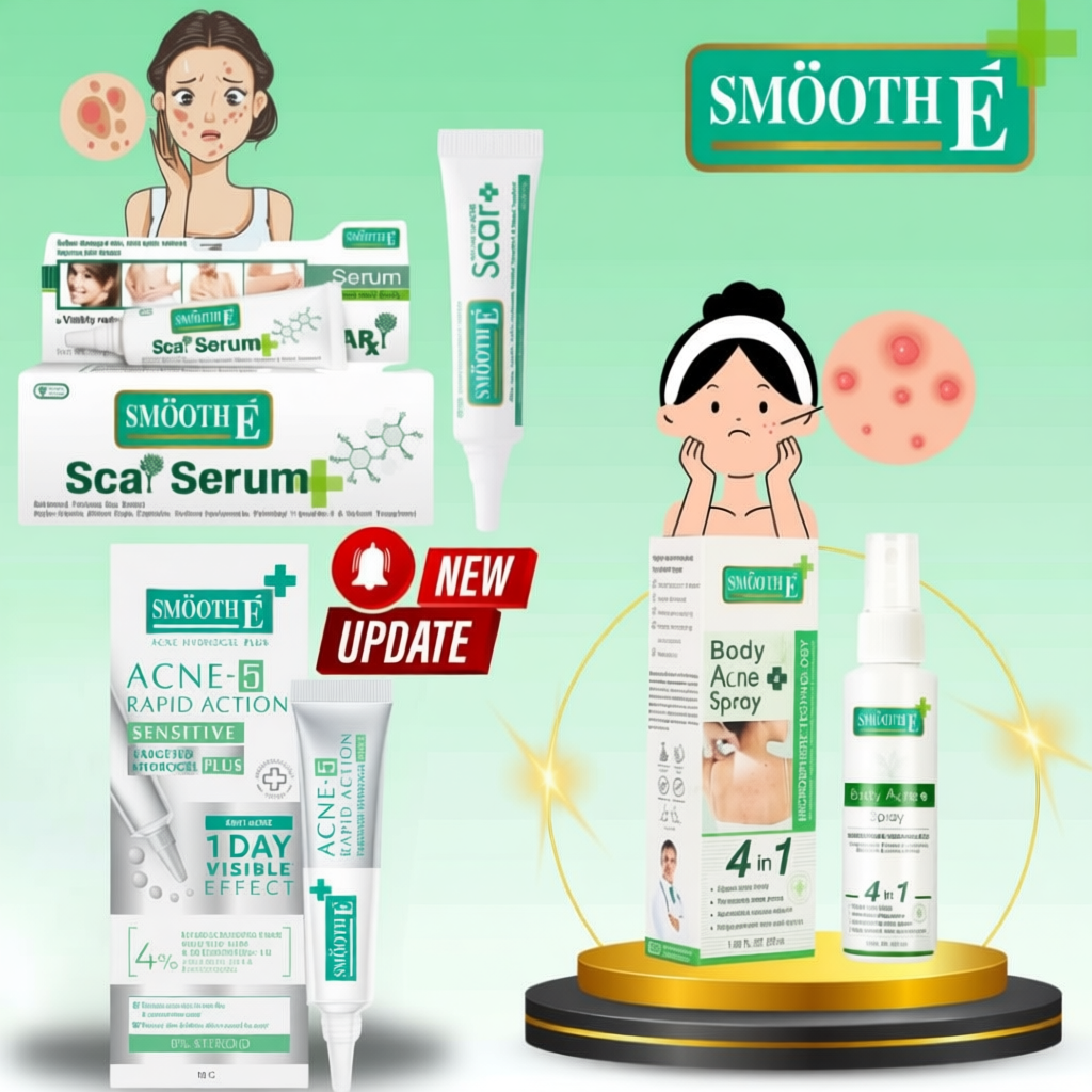 SMOOTH E ACNE Acne-5 Rapid Action /Acne hydrogel/Acne Scar Serum/Smooth E Anti Body Acne Spray L1