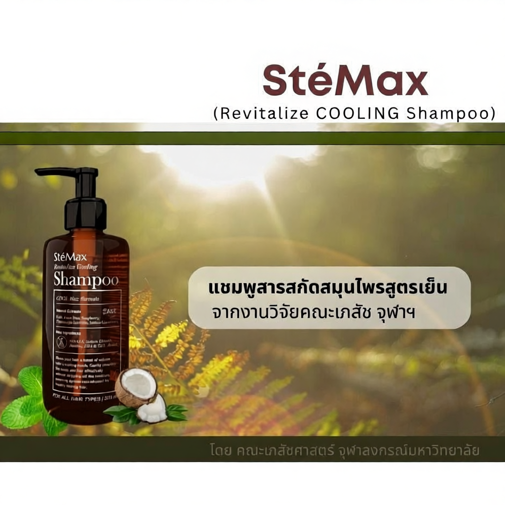 Cuphar SteMax Revitalize Cooling Shampoo สารสกัดสมุนไพรธรรมชาติสูตรเย็นจากงานวิจัยคณะเภสัชจุฬา