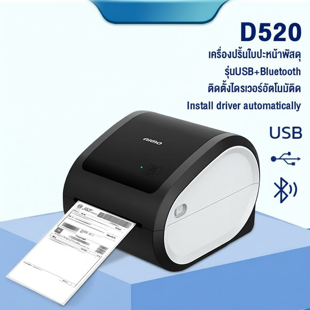 เครื่องปริ้นใบปะหน้าพัสดุD520 แถมกระดาษเทส