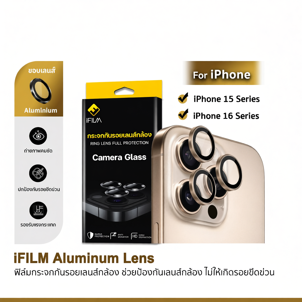 1 ชิ้น ฟิล์มเลนส์กล้อง iFilm ป้องกันรอยขีดข่วน