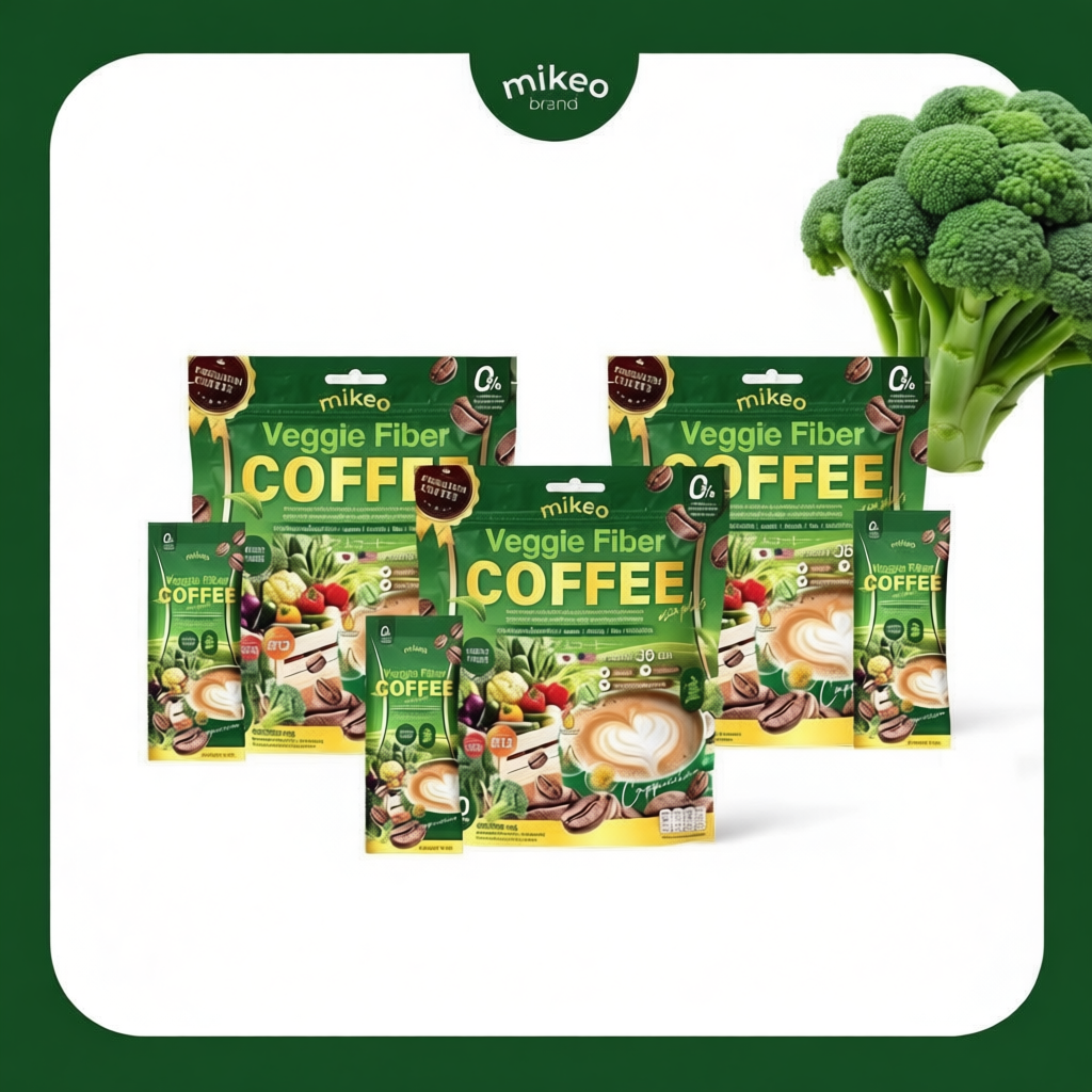 1แถม2 Mikeo Veggie Coffee สูตรไฟเบอร์ผักวิตามิน 1 ห่อมี 30 ซอง