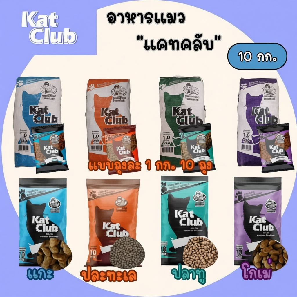 อาหารแมว Kat Club แคทคลับ ขนาด 10 กิโลกรัม สำหรับแมวอายุ 1 ปีขึ้นไป