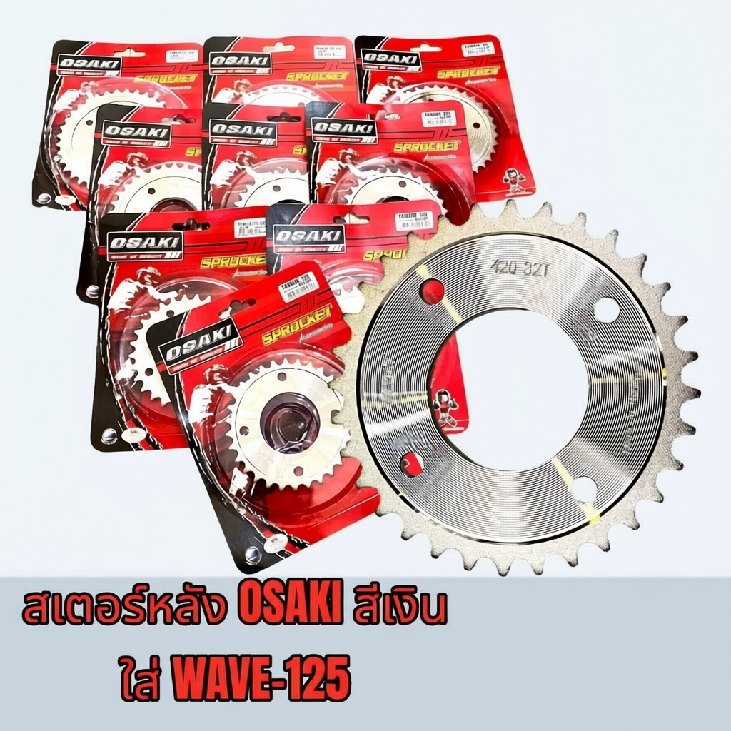 OSAKI สเตอร์หลัง สเตอร์หลังชุบ สเตอร์หลังกลึง (สีเงิน) ใส่ WAVE-125 (420)