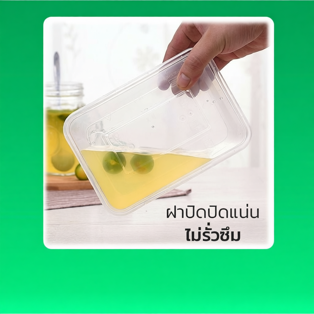 กล่องเหลี่ยมพลาสติก พร้อมฝา ยี่ห้อ DLite สีใส 25ชิ้น ขนาด 500ml / 650ml / 750ml / 1000ml ไม่แตกง่าย 