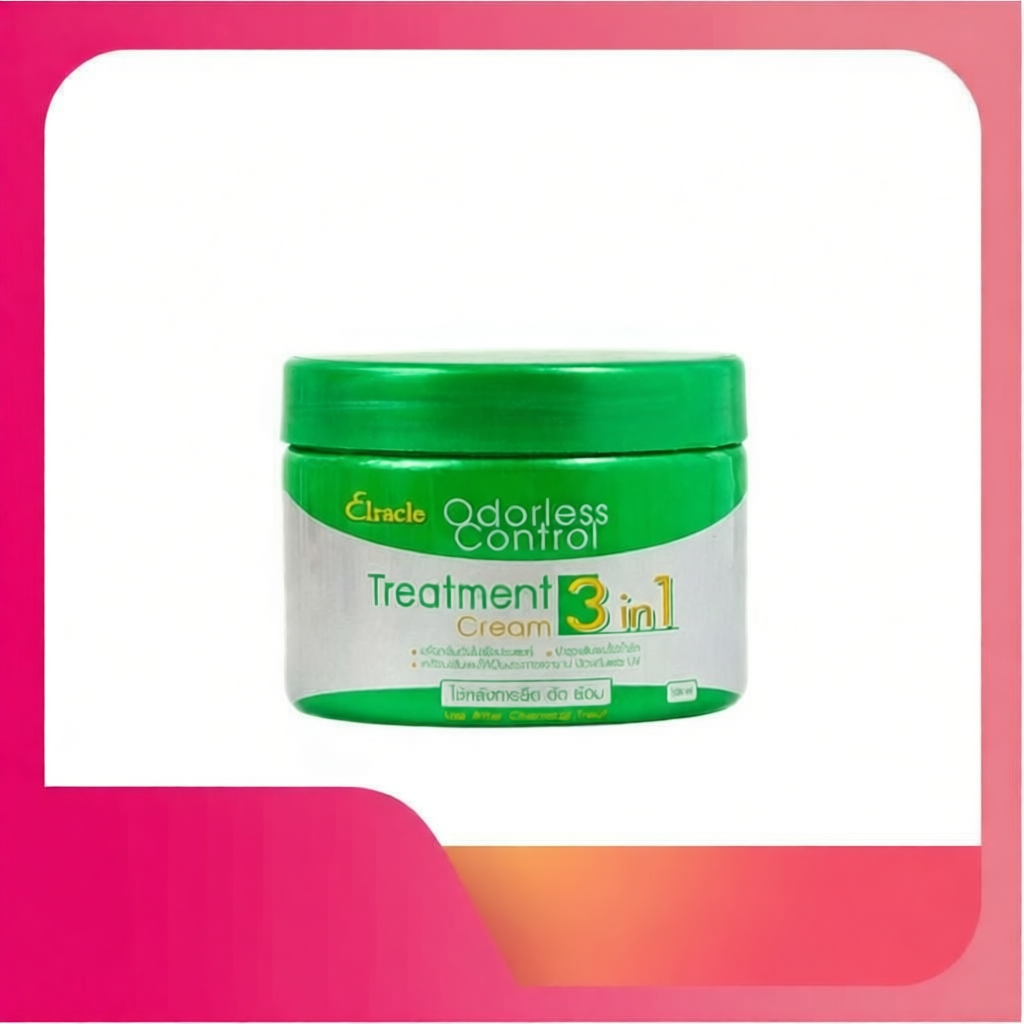 (1 กระปุก) ไบโอ สูตร สีเขียว Elracle Odorless Control Treatment Cream 3 in 1  (ขนาด 300 มล.)