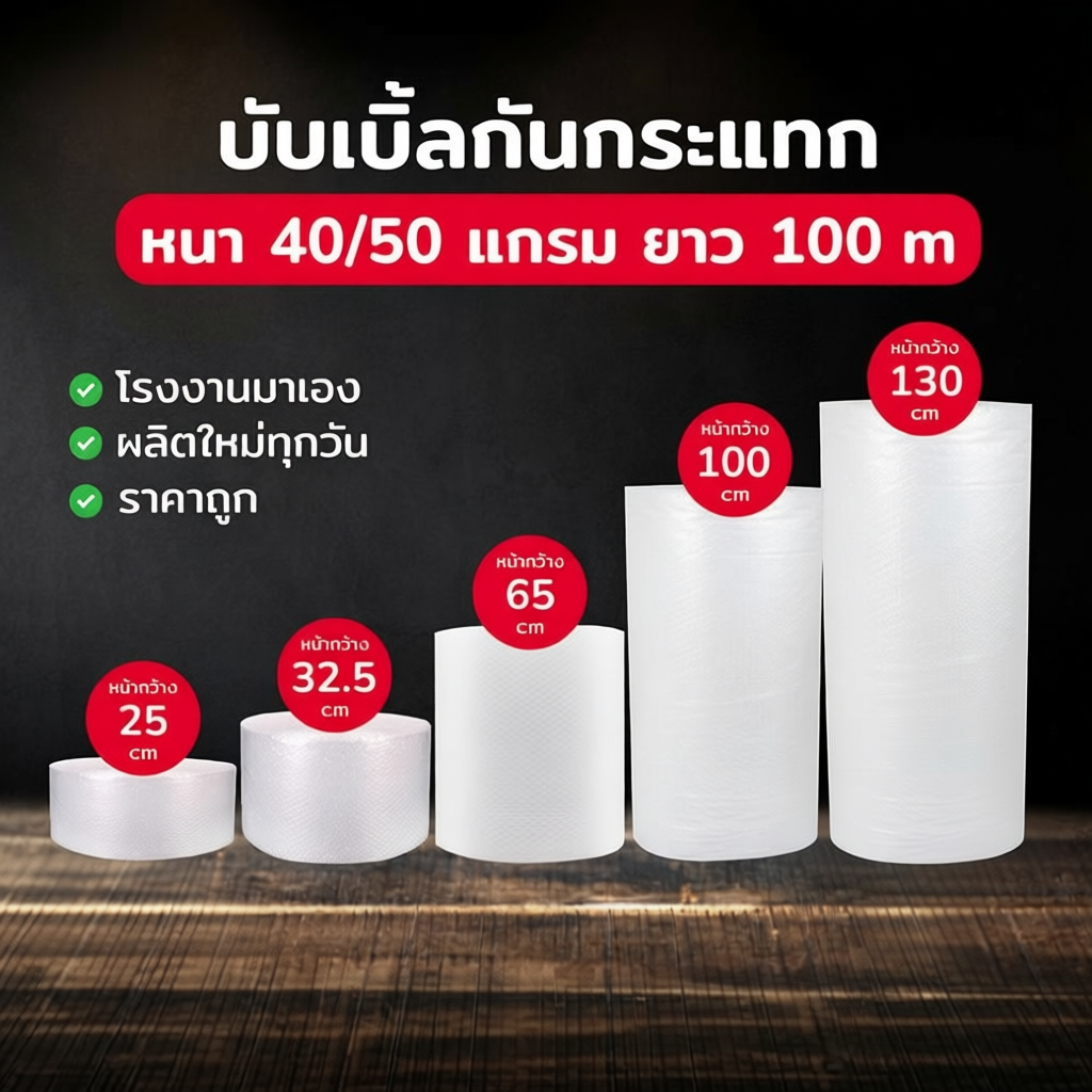 บับเบิ้ลกันกระแทก BIINGO สำหรับห่อสินค้า ความหนา 40/50แกรม