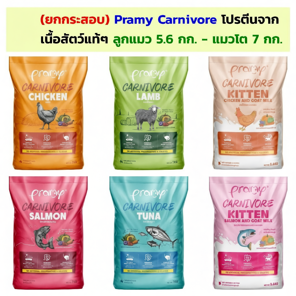 Pramy Carnivore อาหารเม็ดแมว กระสอบ 7 กิโลกรัม