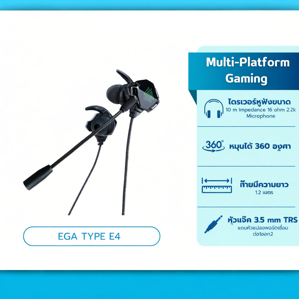 EGA TYPE E4 IN EAR EARPHONE GAMING ประกัน 2 ปี
