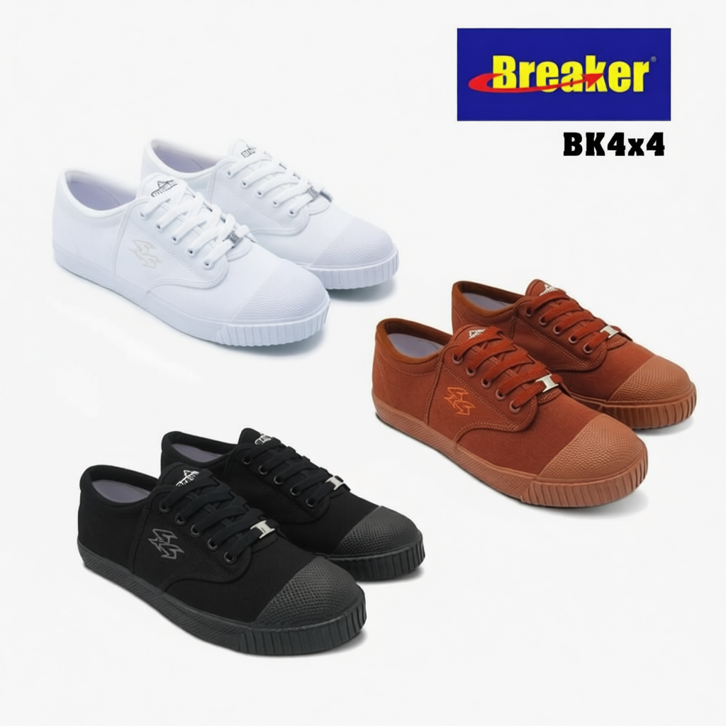 [เบอร์29-31] รองเท้าผ้าใบ Breaker รุ่น BK4x4 BK4P [สีดำ สีน้ำตาล สีขาว]