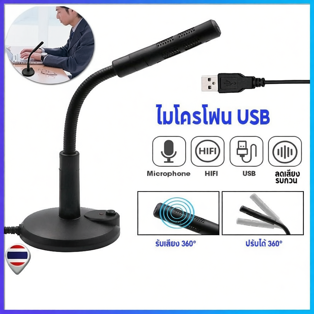 ไมโครโฟนคอมพิวเตอร์ตั้งโต๊ะ  USB